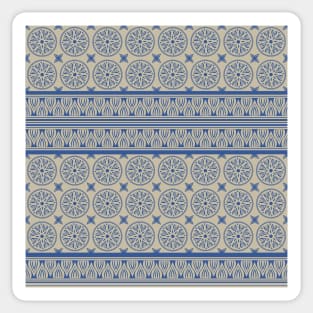 African Ethnic Tribal Beige Blue Pattern Sticker